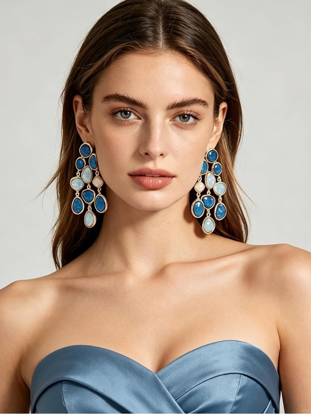 Sapphire Blue Gemstone Chandelier Earrings